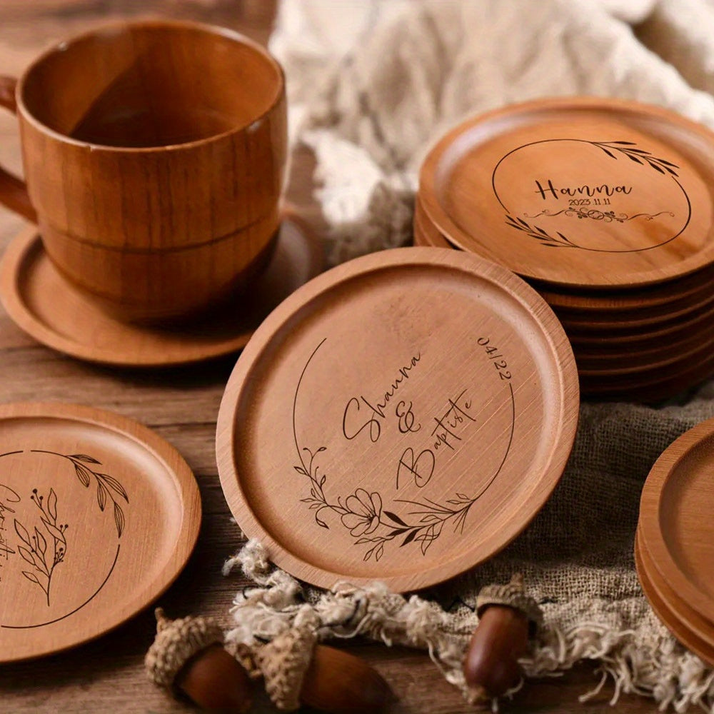 Custom Personalized Coasters with Carvings, Bridesmaid Souvenirs, Bridesmaid Gifts, Unique Anniversary Gifts for Couples Engagement Gifts, Housewarming Gifts