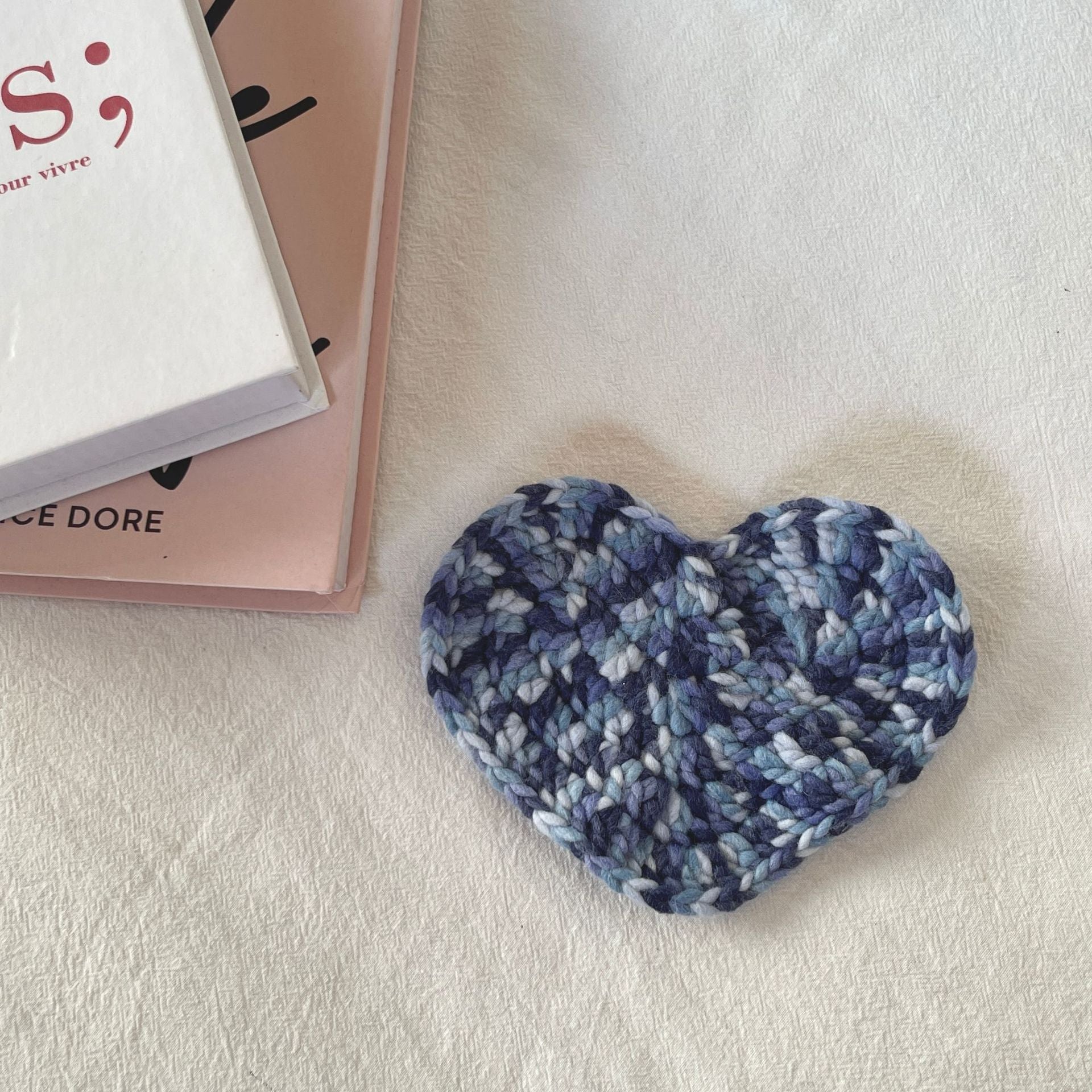 Handmade Crochet Heart Coasters - Thick Yarn Insulation Pads Suitable for Coffee, Table Protectors with, Decorative Tableware for, Cafes, Restaurants, Yarn Craft Coaster for Hot Drink Cups