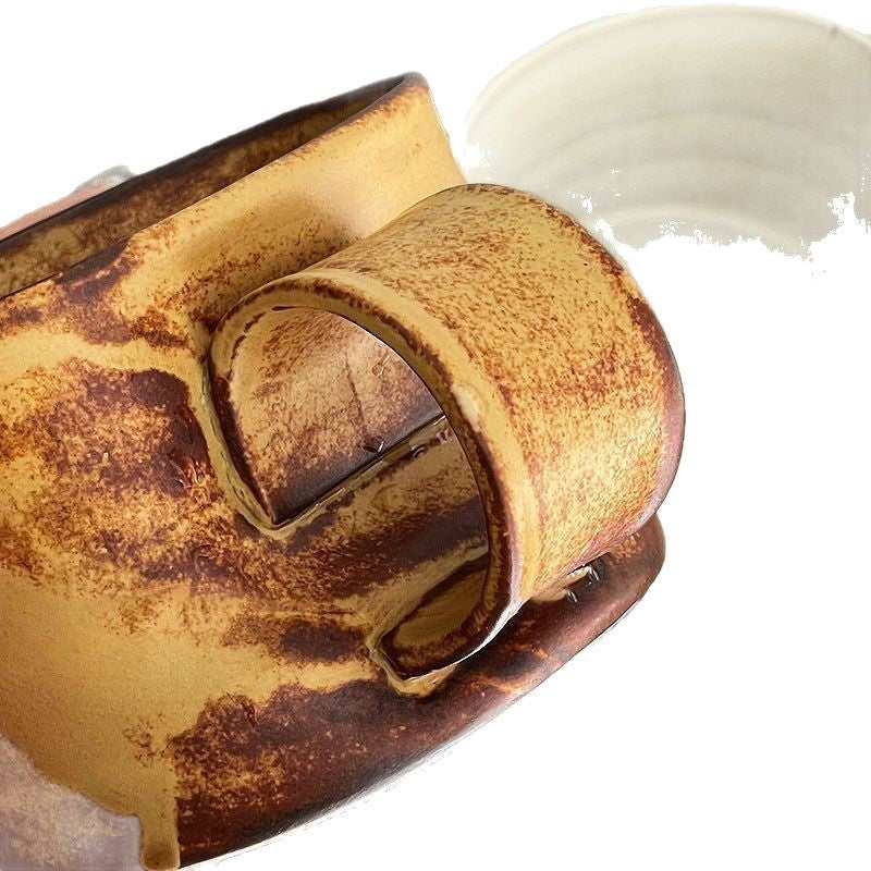 Unique Handcrafted Stoneware Mug with an Irregular Shape | Vintage Glaze End from The Kiln | Made of Ceramic | Perfect for Coffee, Lattes, And Breakfast Beverages