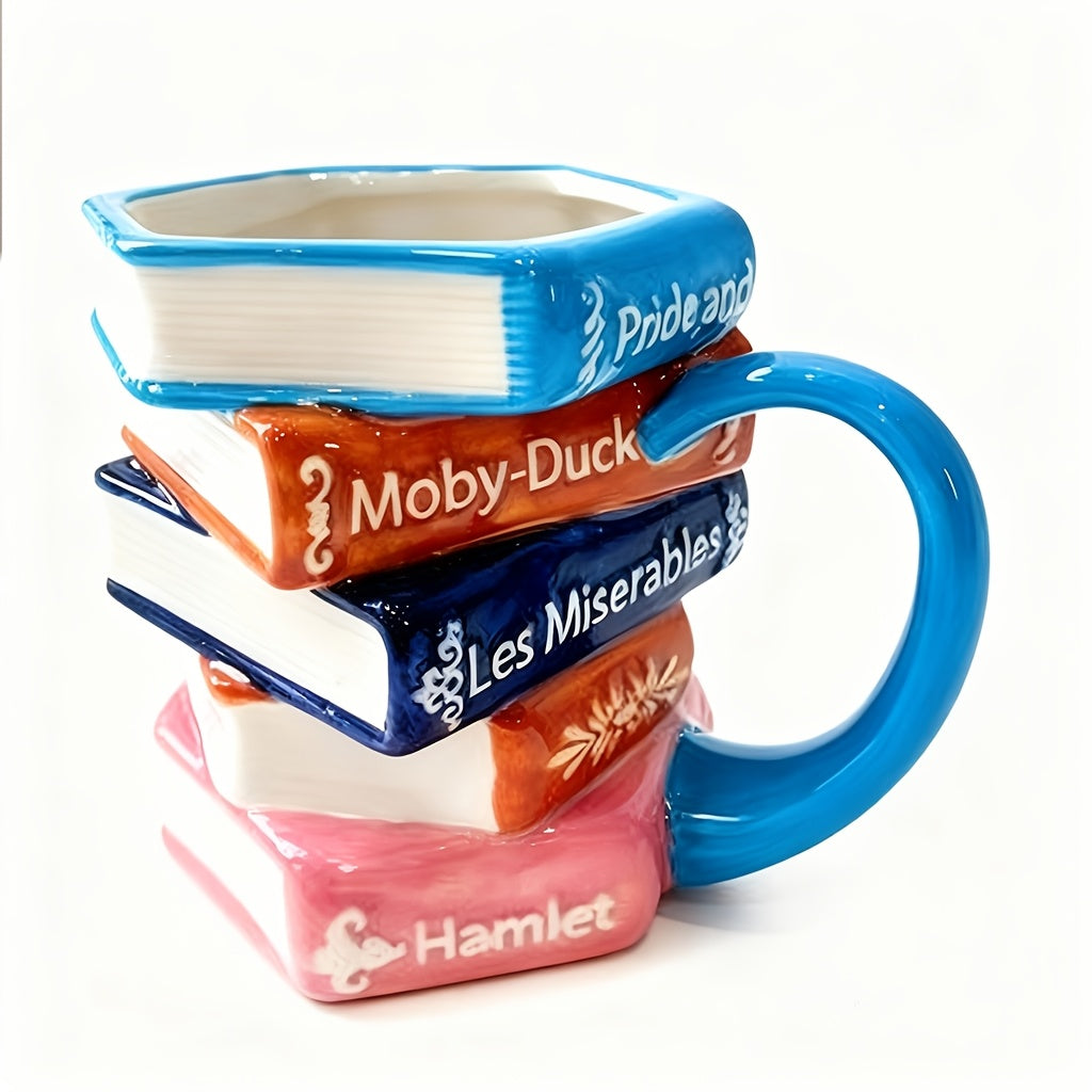 1pc Painted Coffee Book Ceramic Mug, 11oz Espresso Cappuccino Latte Tea Cups with Handle, Painted Book Coffee Cup for Readers, Bookworm, Ideal Gift for Christmas, Birthday