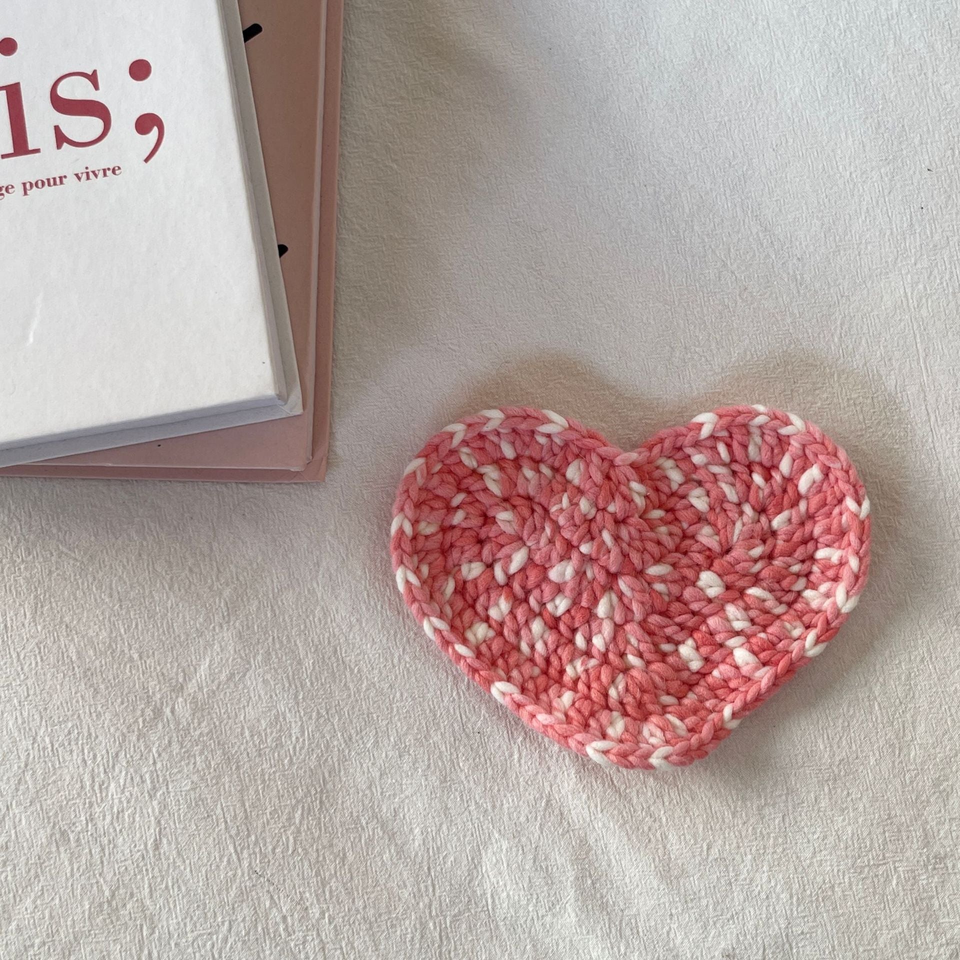 Handmade Crochet Heart Coasters - Thick Yarn Insulation Pads Suitable for Coffee, Table Protectors with, Decorative Tableware for, Cafes, Restaurants, Yarn Craft Coaster for Hot Drink Cups