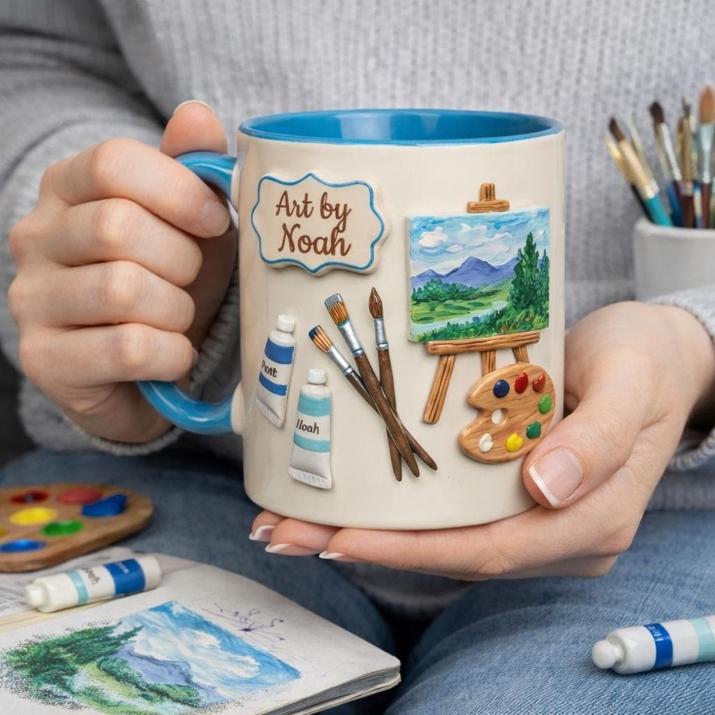 Personalized Hobby Mug, Custom Name Coffee Mug, Gardening Art Sewing Mug, Unique Gift for Her Him