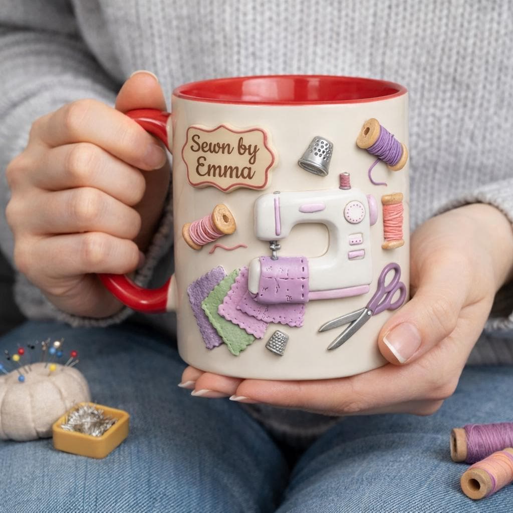 Personalized Hobby Mug, Custom Name Coffee Mug, Gardening Art Sewing Mug, Unique Gift for Her Him