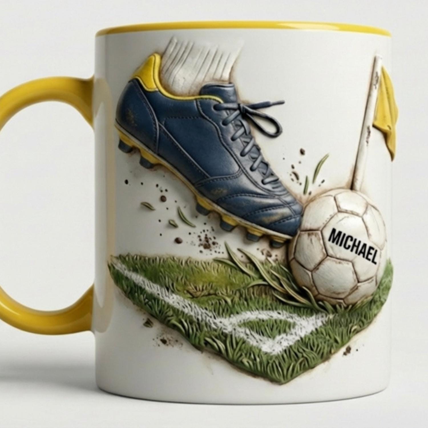 Personalized Soccer Mug, Soccer Goal Coffee Cup, Custom Name Soccer Gift, Soccer Dad Fathers Day Mug
