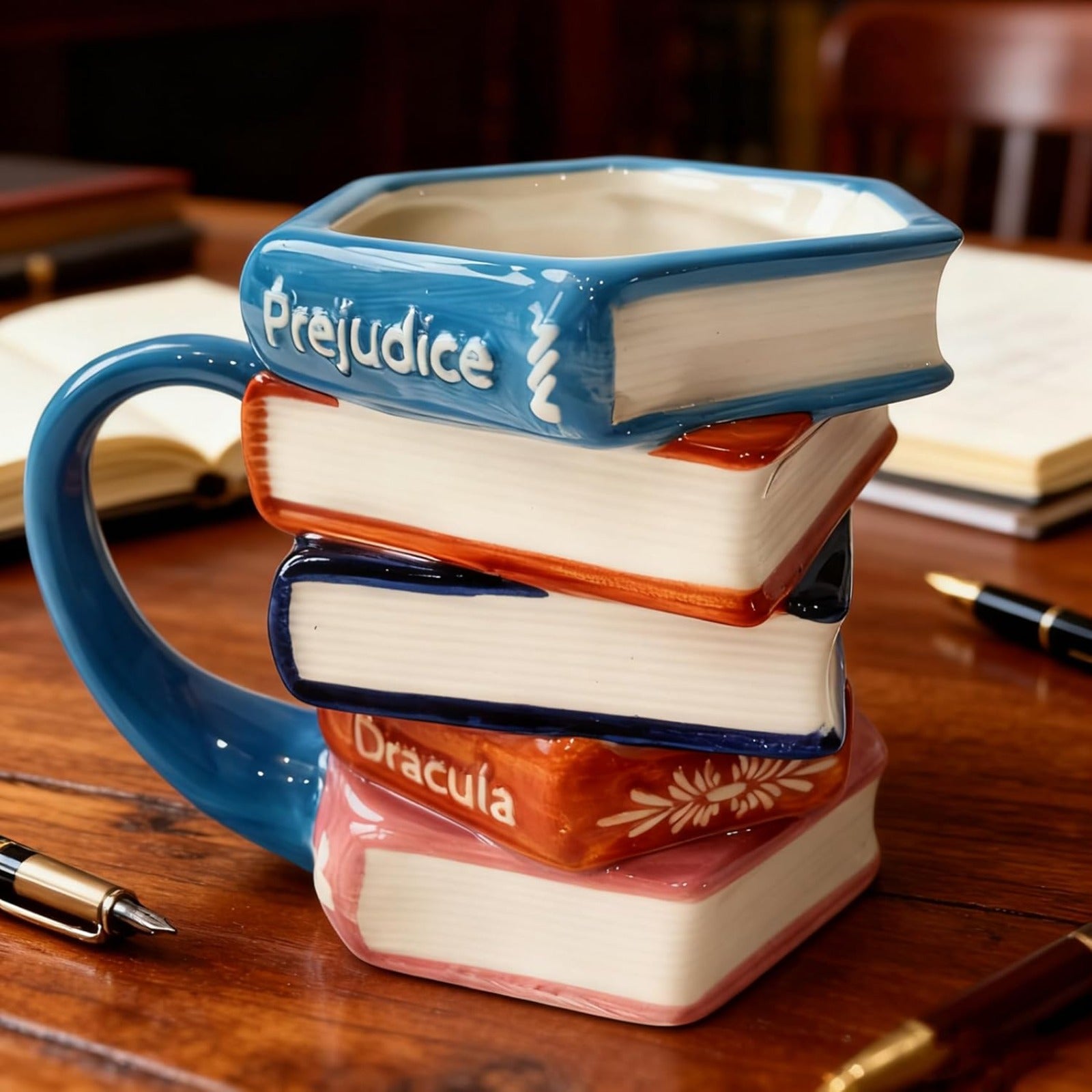 1pc Painted Coffee Book Ceramic Mug, 11oz Espresso Cappuccino Latte Tea Cups with Handle, Painted Book Coffee Cup for Readers, Bookworm, Ideal Gift for Christmas, Birthday