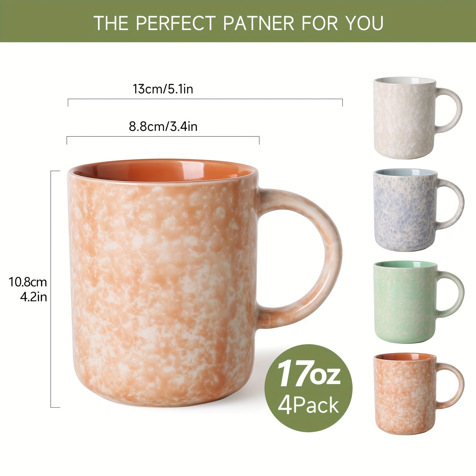 4pcs Set Of Colorful Snowflake Coffee Cups 17 Ounce Large Capacity Ceramic Coffee Cups And Teacups with Handles, Suitable for Coffee, Latte, Cappuccino, Tea, Juice, Perfect for Holiday Atmosphere, Suitable As Gifts for Family, Friends And Partners