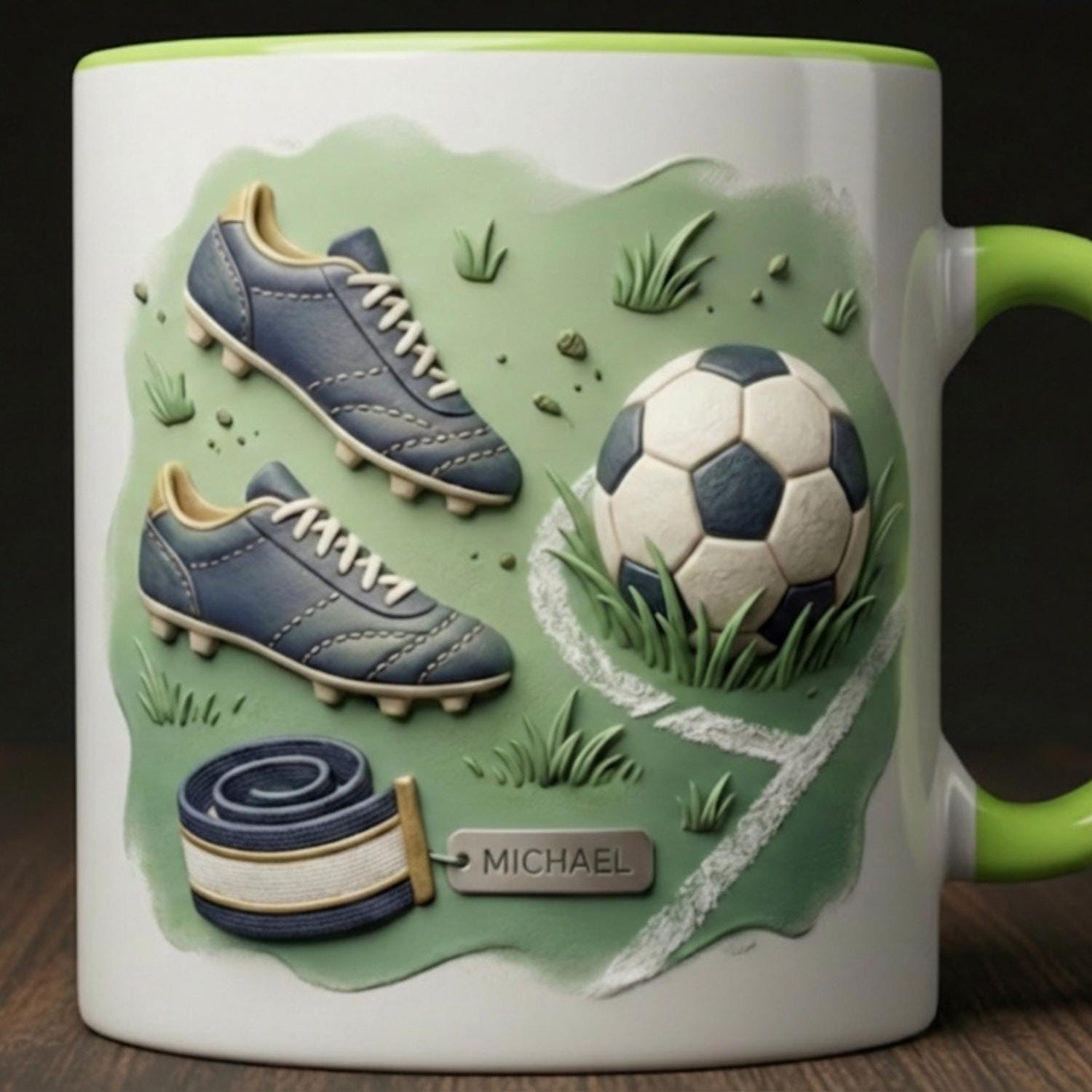 Personalized Soccer Mug, Soccer Goal Coffee Cup, Custom Name Soccer Gift, Soccer Dad Fathers Day Mug