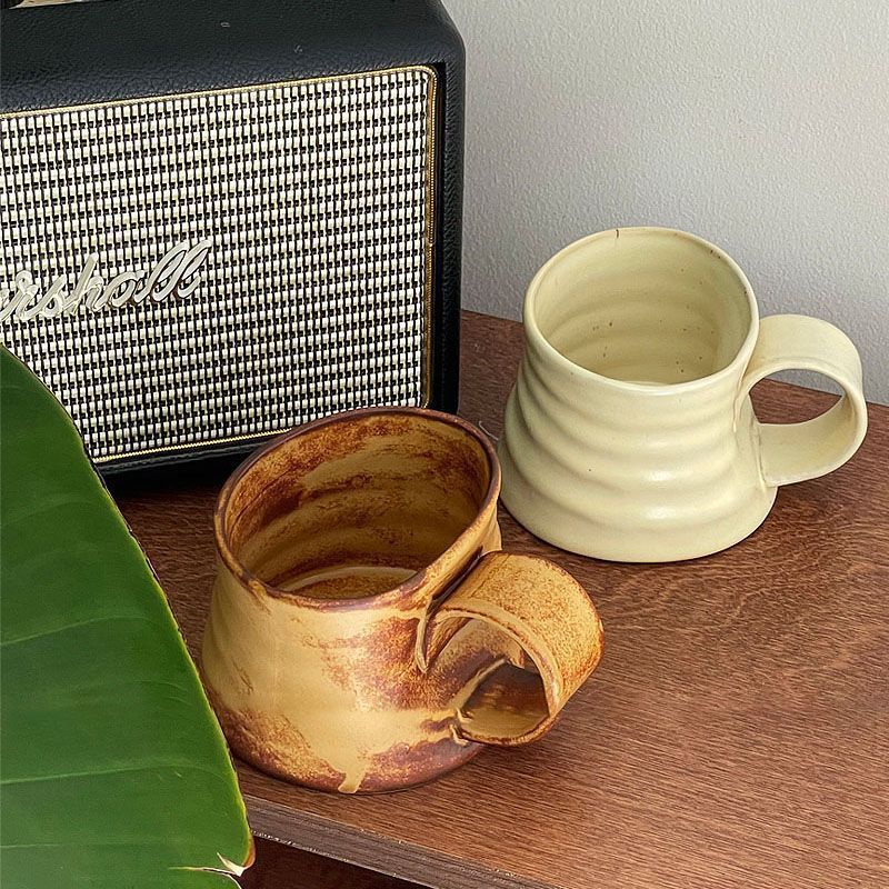 Unique Handcrafted Stoneware Mug with an Irregular Shape | Vintage Glaze End from The Kiln | Made of Ceramic | Perfect for Coffee, Lattes, And Breakfast Beverages