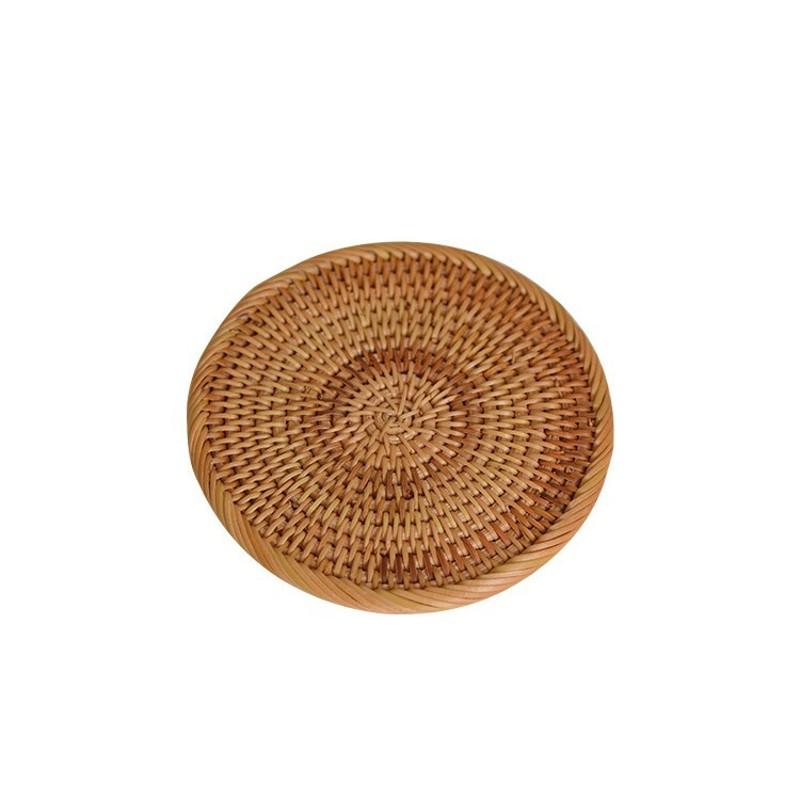 1 Natural Fiber Rattan Coaster And Dish Desktop Storage Design, Suitable Dining Room And Kitchen Use Home And Tea Ceremony Accessories
