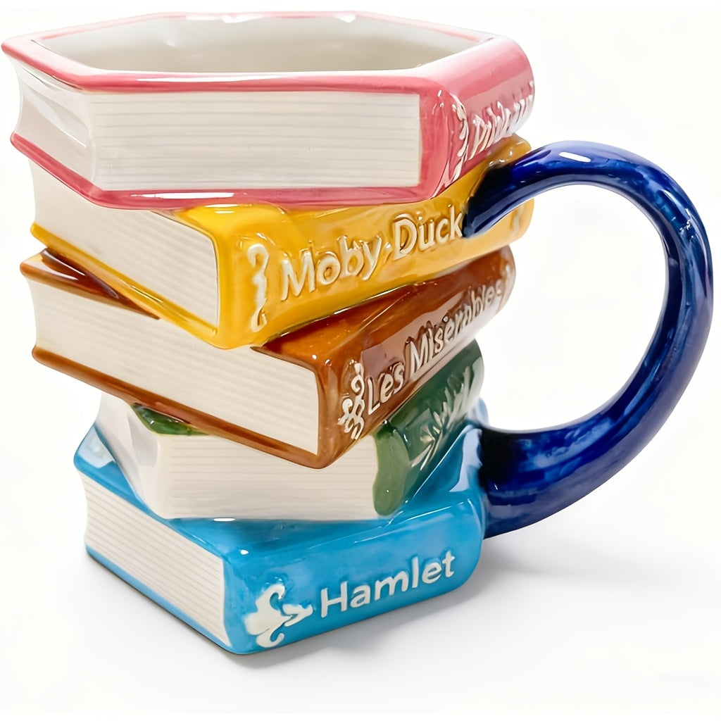 1pc Painted Coffee Book Ceramic Mug, 11oz Espresso Cappuccino Latte Tea Cups with Handle, Painted Book Coffee Cup for Readers, Bookworm, Ideal Gift for Christmas, Birthday