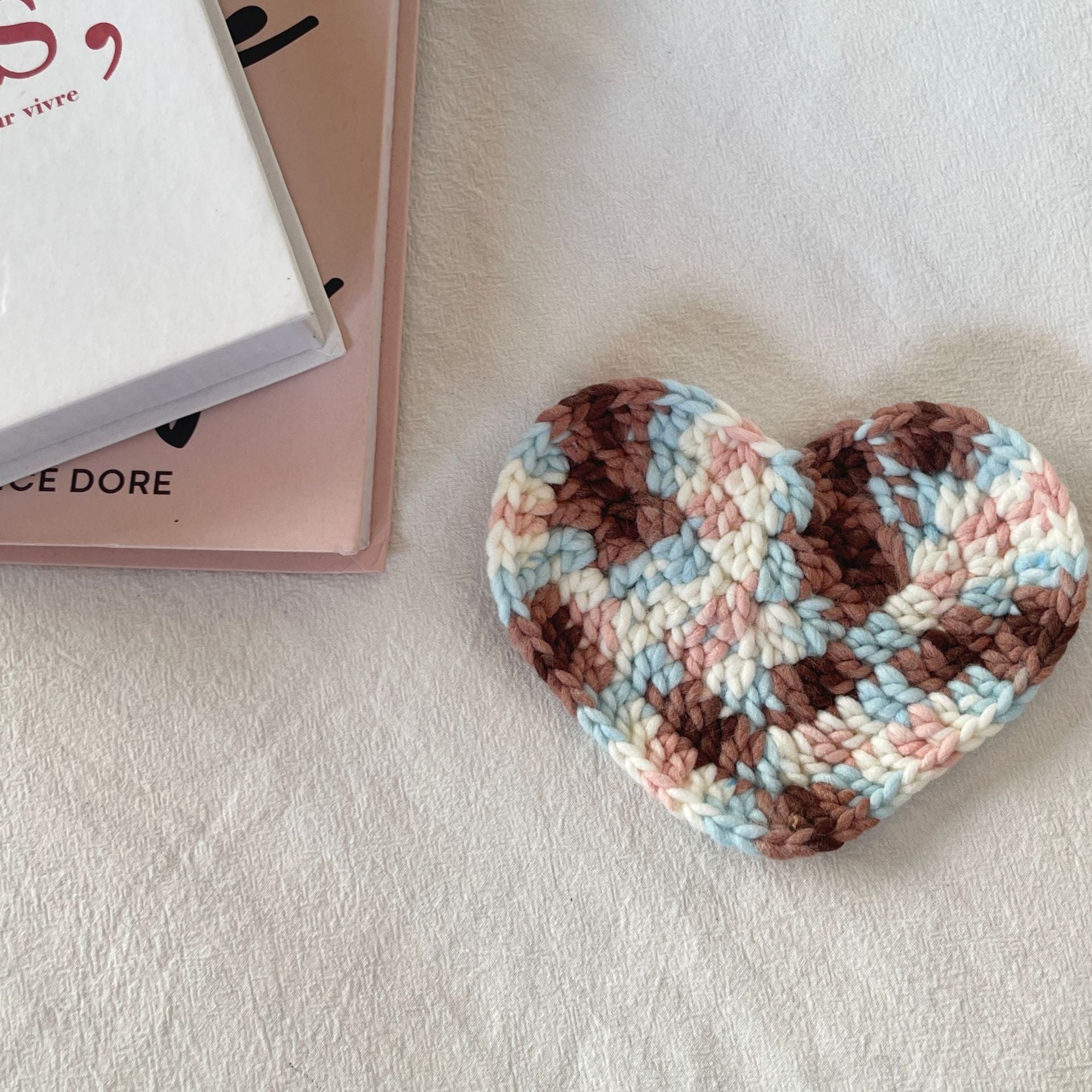 Handmade Crochet Heart Coasters - Thick Yarn Insulation Pads Suitable for Coffee, Table Protectors with, Decorative Tableware for, Cafes, Restaurants, Yarn Craft Coaster for Hot Drink Cups