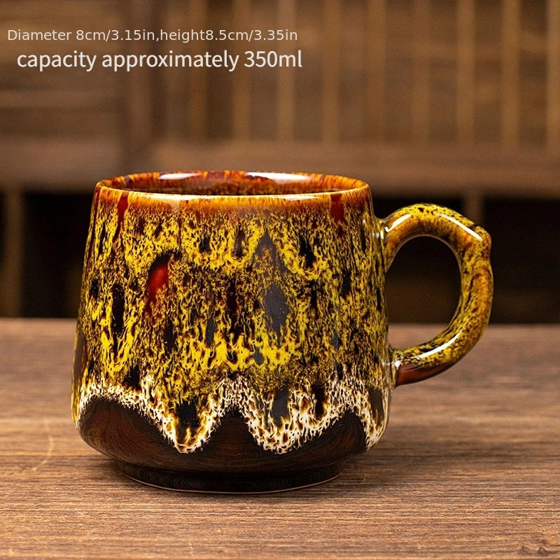 Kiln-Glazed Ceramic Coffee Mug with Unique Reactive Glaze, Each Cup One-Of-A-Kind. Perfect for Coffee, Tea, Milk, Beer And Pour-Over. Stunning Latte Art Ready. Best Gift for Christmas, Valentine's Day, Easter, Birthday And Office